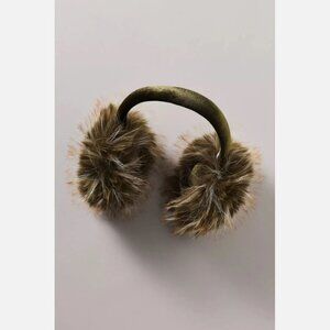 NWT Anthropologie Violet & Brooks Faux Fur Earmuffs Army Green